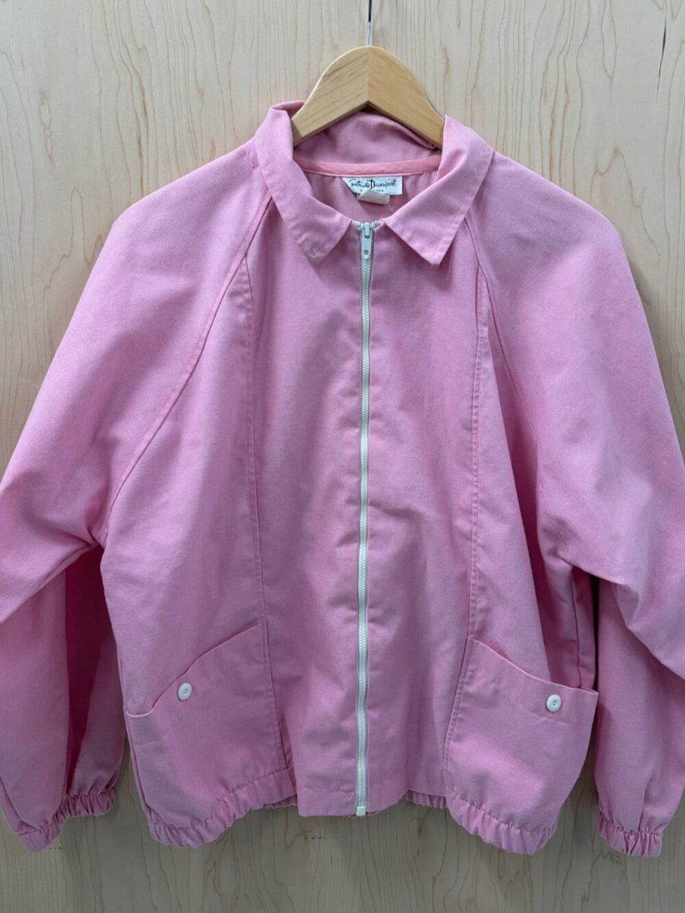 60s 70s Pink Windbreaker Gertrude Davenport Cotton Blend USA Made Pastel Jacket